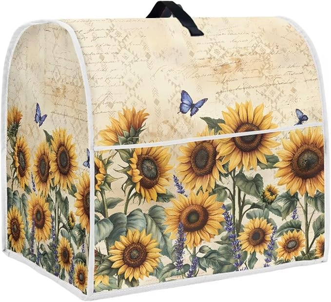 Sunflower Mixer Cover for Kitchen Aid 6-8 Qt Mixer, Yellow Small Appliance Dust Covers Universal for Air Fryers, Coffee Makers, Kitchen Decor Gift for Friends