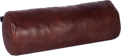 Neck Roll Pillow Cushion Cover, 18x5 Inch Full Moon Round Bolster Pillow Case, Cylinder Soft Lambskin Leather Pillowcase for Head, Spine & Neck Support During Sleep - Tan Pack of 1