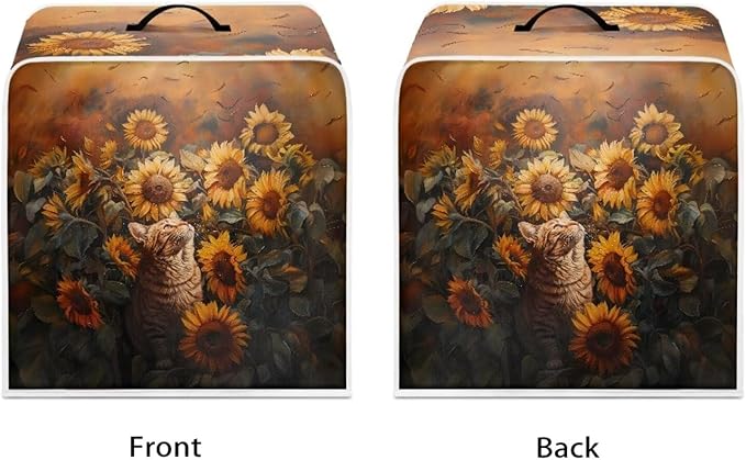 Cute Flowers Cat Coffee Maker Cover For Kitchen With Top Handle Waterproof Dust Appliance Cover Suitable For Most Coffee Machine Models