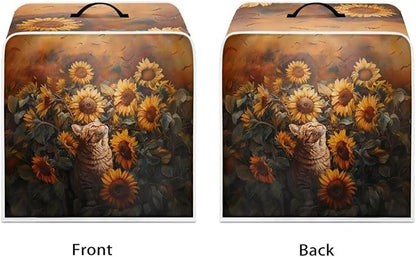 Cute Flowers Cat Coffee Maker Cover For Kitchen With Top Handle Waterproof Dust Appliance Cover Suitable For Most Coffee Machine Models