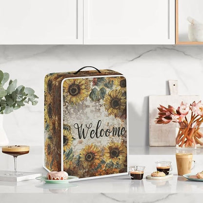 Mumeson Sunflower Coffee Maker Cover, Modern Stand Blender Mixer Juice Machine Covers, Coffee Beans Design Extra Large Lightweight Kitchen Appliance Covers with Handle