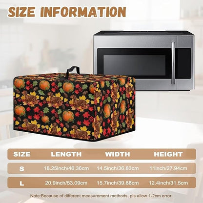 Microwave Dust Cover, Thanksgiving Dog Heat-Resistant Waterproof Polyester Fabric Microwave Oven Dust Cover Case Dustproof Protections Protector for Microwaves Ovens
