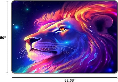 5' X 7' Galaxy Lion Rug 3D Fierce Lions Area Rugs for Kids Bedroom Living Room Playroom Gameroom Boys Glitter Carpet Throw Rugs Floor Mat