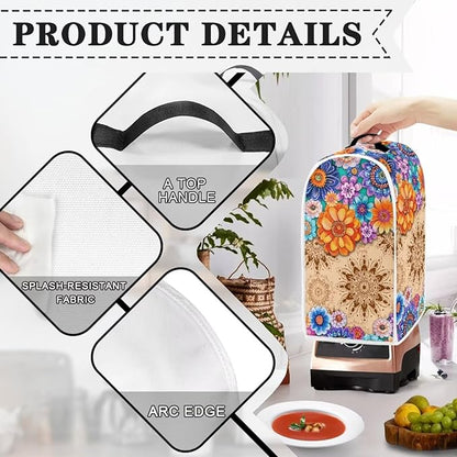 Boho Mandala Floral Blender Cover Toaster Cover Washable Dust Cover Dustproof Bakeware Cover Kitchen Appliance Accessories Size M