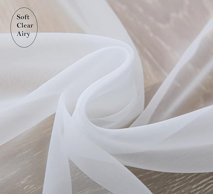 PI Sheer White Curtains 84 Inches Length,Grommet Top Voile Textured Window Treatment for Bedroom/Living Room 2 Panels(W42XL84,White)