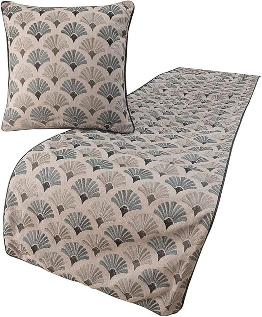 The HomeCentric King Queen Twin Blue & Grey Designer Queen 74"x18" Bed Runner Without Pillow Cover, Floral Embroidery Bed Scarf on Cotton Fabric - Flourish Bloom