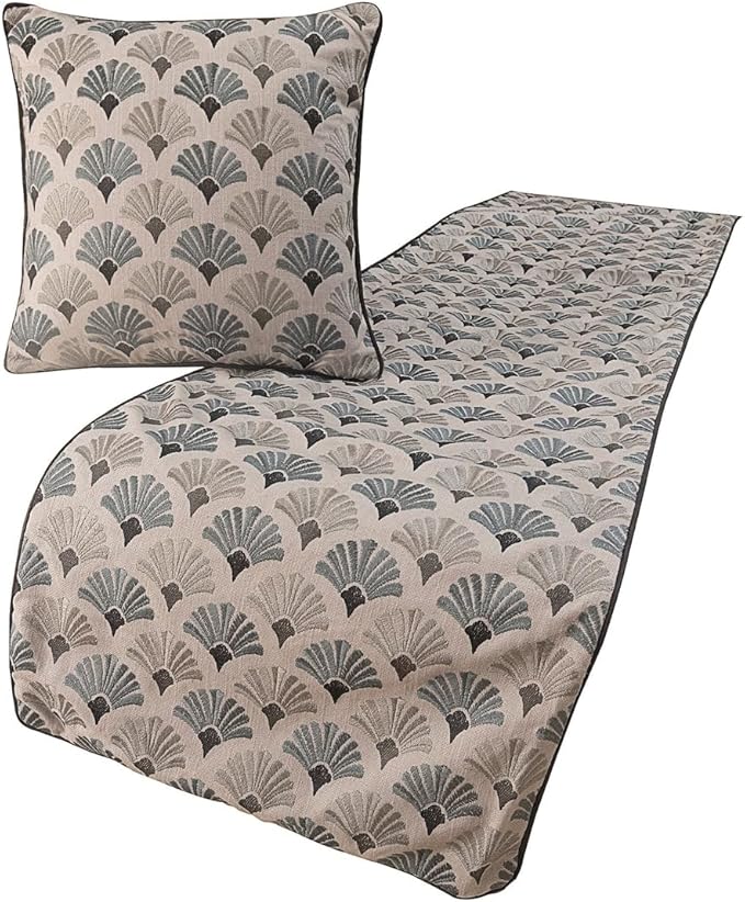 The HomeCentric King Queen Twin Blue & Grey Designer Full 68"x18" Bed Runner Without Pillow Cover, Floral Embroidery Bed Scarf on Cotton Fabric - Flourish Bloom