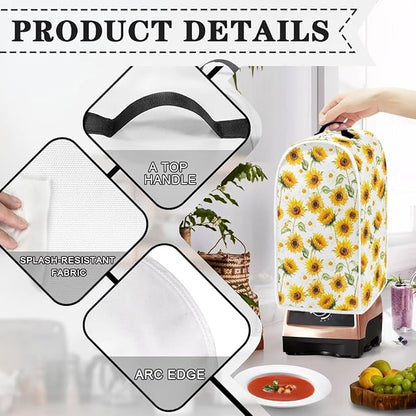 Sunflower Blender Covers for Kitchen Yellow Appliance Cover Washable Anti-Stain Oil-Proof Food Processor Dust Cover Foldable Kitchen Accessory Gift for Friends