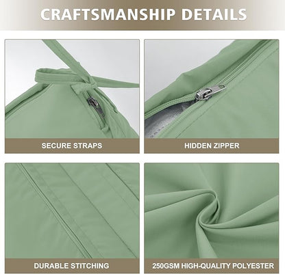 Chaise Lounge Cushion 80x26x3 Inch ?Set of 2 Outdoor Lounge Chair Cushions, Lounger Pad Replacement with Fade-Resistant, Removable & Machine-Washable Covers, Ideal for Patio Chaise Chairs, Sage Green