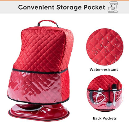 BAGSPRITE Stand Mixer Cover with Appliance Sliders Compatible with KitchenAid Mixer 6/7/8 Quart with Pockets for Kitchen Aid Accessories and Attachments