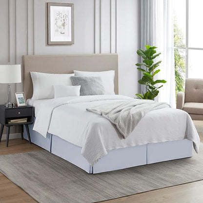 Nestl Ice Blue Bed Skirt Cal King Size - Cal King Bed Skirt 14 Inch Drop - Brushed Microfiber Bed Skirts - Hotel Quality Pleated Bed Skirt - Shrinkage & Fade Resistant