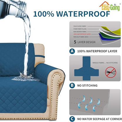 Easy-Going Sofa Slipcover Oversized Sofa Cover Waterproof Couch Cover Furniture Protector Cover Pets Covers Washable Non-Slip Fabric Pets Kids Children (Oversized Sofa, Peacock Blue)