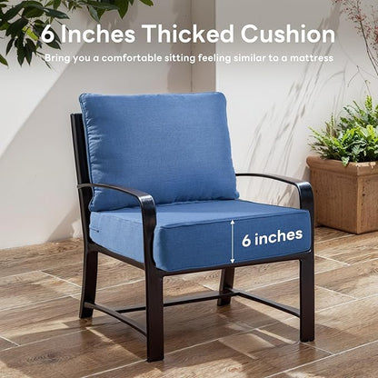 6" Thicker Outdoor Chair Cushion 9 Sets - 24" *24" *6" Waterproof Patio Furniture Cushions with Removable Cover, 28D High Density Sponge Filling Thicken Outdoor Patio Cushions - Blue