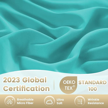 California King Size Sheet Set - Luxury 4 Piece Breathable Soft Sheets for King Size Bed, 16" Deep Pocket Wrinkle Free Cooling Bedding Sheet and Pillowcase Set Cal King Size, Turquoise