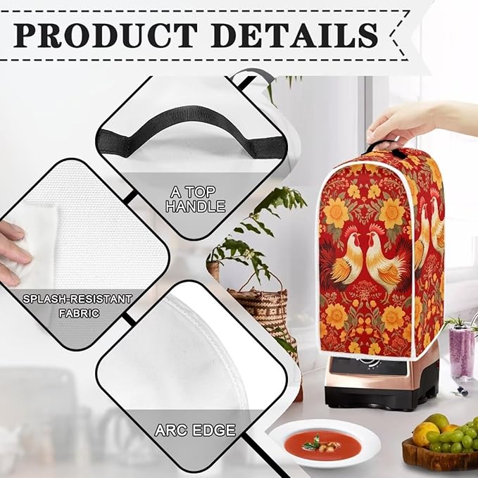 Rooster Dust Cover Kitchen Blender Cover Flower Washable Toaster Bread Maker Dustproof Cover Kitchen Appliance S