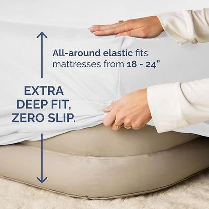 Air Mattress Sheet Set for King Size - 4 Piece Breathable & Cooling Sheets w/Extra Deep Pockets - Fits Inflatable & Blow Up Air Mattresses Up to 24 Inches Thick - Ultra Soft & Wrinkle Free - White