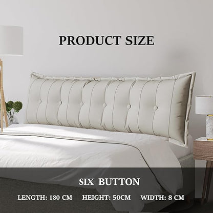 Large Bolster Reading Pillow Full Backrest Positioning Support Pillow Daybed Cushion Headboard Pillows for Bed Bunk Sofa with Removable Cover, White, 54x3x20 Inch