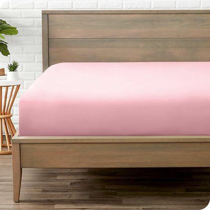 Fitted Bottom Sheet King Size - Premium 1800 Microfiber - Ultra-Soft Hotel Luxury - Deep Pocket - Durable and Long Lasting - Fitted Sheet (King, Light Pink)