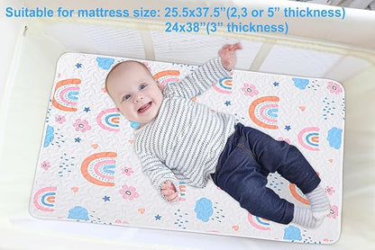 Quilted Pack n Play Sheet Fitted, Breathable Thick Pad for Pack and Play Mattress, Pack and Play Mattress Sheet fits Graco, Portable Mini Cribs, Play Yards, Padded Playpen Protector Cover