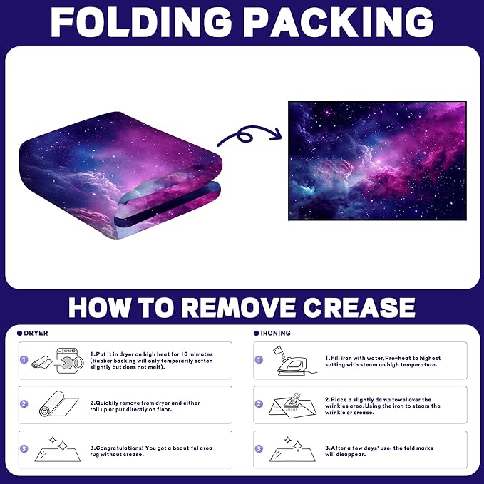 Purple Galaxy Rug Space Rugs Colorful Throw Rug Non-Slip Sun and Cloud Carpet Doormats for Living Room Bedroom Apartment Dorm Floor Mat 59 in x 39 in