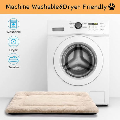 Dog Beds Crate Pad for Large Dogs Ultra Soft Dog Crate Bed Washable & Anti-Slip Kennel Pad for Dogs Cozy Sleeping Mat,Cream 42inch