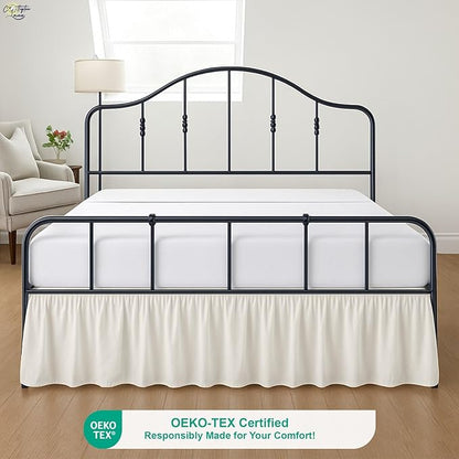 Cottington Lane Ruffled Bed Skirt Full Size with Split Corner, Brushed Microfiber Hotel Quality Ivory Dust Ruffle, 16 Inch Drop Gathered Bedskirt, Soft and Stylish, Shrinkage and Fade Resistant