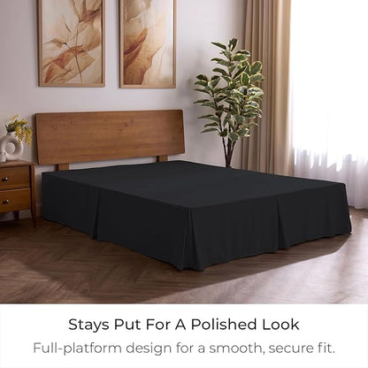 Mellanni Bed Skirt Twin XL Size - Bed Skirting - 15-Inch Tailored Drop Pleated Dust Ruffle - Hotel Luxury Bedding - Wrinkle, Fade, Stain Resistant - 1 Bedskirt (Twin XL, Black)