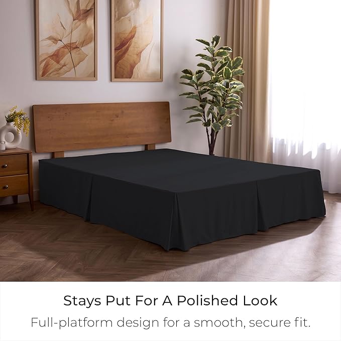Mellanni Bed Skirt Twin Size - Bed Skirting - 15-Inch Tailored Drop Pleated Dust Ruffle - Hotel Luxury Bedding - Wrinkle, Fade, Stain Resistant - 1 Bedskirt (Twin, Black)