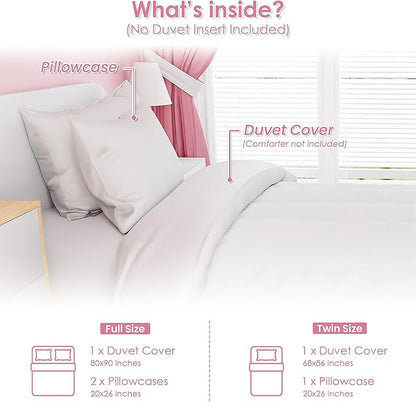 SANDJEST White Duvet Cover Sets Full Size for Kids Boys Girls, Incude 1 Polyester Comforter Cover 80x90 Inches and 2 Pillowcases 20x26 Inches, Comforter Not Included, Gift for Christmas Birthday