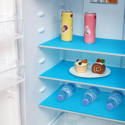 100% EVA Shelf Liner for Kitchen Cabinet, 12" x 240" Drawer Liners Non Adhesive Non Slip Waterproof Plastic Paper, Dresser Pantry Bathroom Refrigerator Protector, Blue
