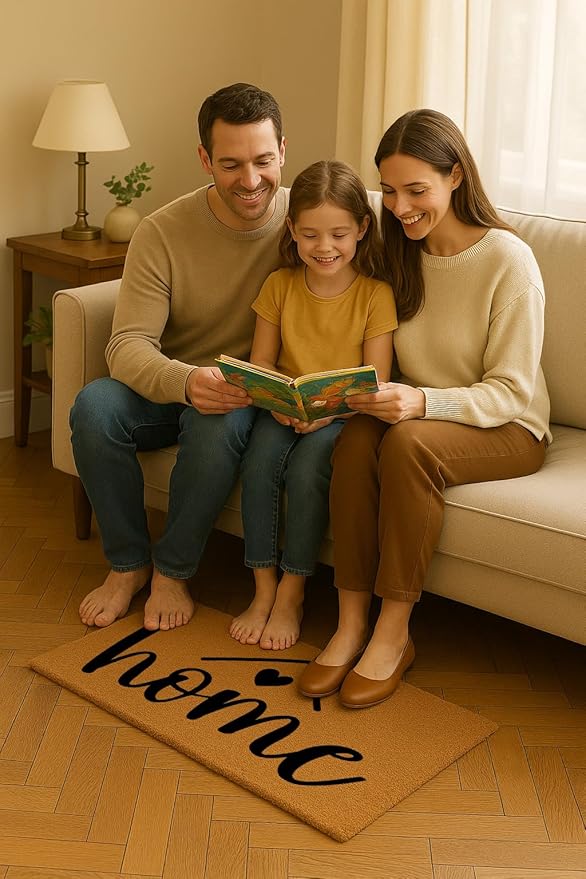 Coir Door Mats 17" X 30", Non-Slip Sturdy, PVC Backed Heavy Duty, Easy to Clean, Ideal for Door Entrance, Patio, Porch, Backyard, Garages, A Home Made of Love