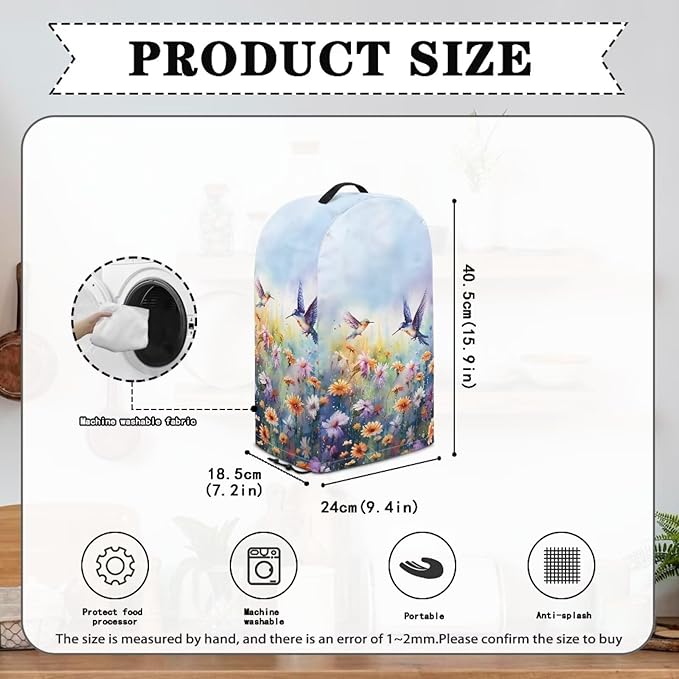 Hummingbird Daisy Purple Blender Cover Kitchen Appliance Anti Fingerprint Dust Proof Stain Resistant Coffee Maker Food Processor Stand Mixer Cover for Home Kitchen Decor