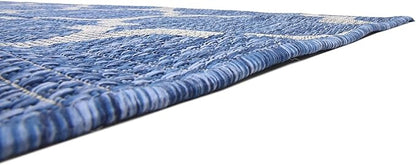 Unique Loom Outdoor Trellis Collection Area Rug (9' x 12' Rectangle, Navy Blue/ Ivory)