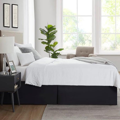 Nestl Black Bed Skirt King Size - King Bed Skirt 14 Inch Drop - Brushed Microfiber Bed Skirts - Hotel Quality Pleated Bed Skirt - Shrinkage & Fade Resistant