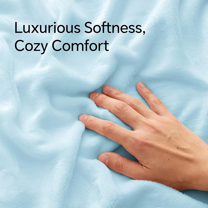 BEDELITE Flannel King Size Pillow Cases Set of 2, Super Soft Fleece Pillowcases with Zipper for Bedroom, Sofa, Couch,Luxury Cozy Fuzzy Velvet Pillow Shams for All Seasons(20x36 Inches,Blue)