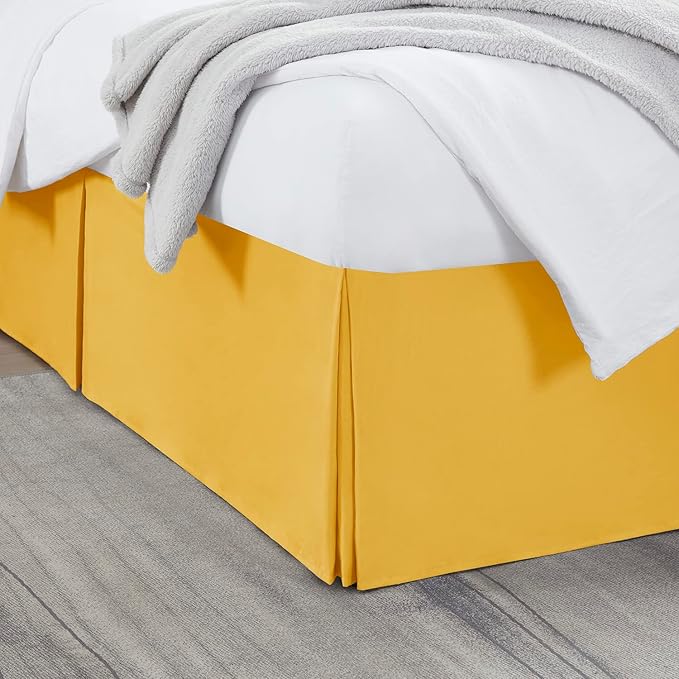 Nestl Yellow Twin Bed Skirt - Twin Size Bed Skirt 14 Inch Drop - Brushed Microfiber Bed Skirts - Hotel Quality Pleated Bed Skirt - Shrinkage & Fade Resistant