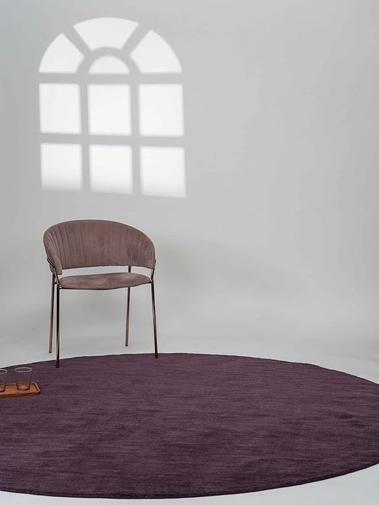 Hand Knotted Loom Wool ECO-Friendly Area Rugs - 10'x10', Round, Purple Color, Solid Plain Design, High Pile Thick Handmade Anti Skid Area Rugs for Living Room, Bed Room (L00111)