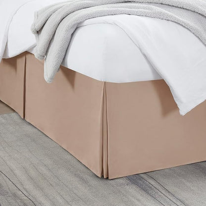 Nestl Taupe Twin XL Bed Skirt - Twin XL Size Bed Skirt 14 Inch Drop - Brushed Microfiber Bed Skirts - Hotel Quality Pleated Bed Skirt - Shrinkage & Fade Resistant