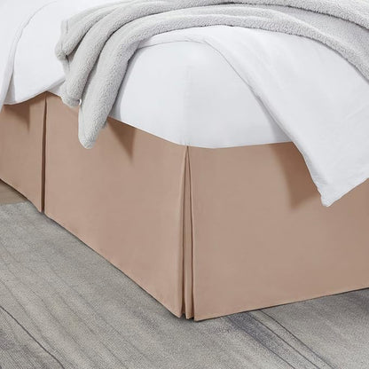 Nestl Taupe Twin Bed Skirt - Twin Size Bed Skirt 14 Inch Drop - Brushed Microfiber Bed Skirts - Hotel Quality Pleated Bed Skirt - Shrinkage & Fade Resistant