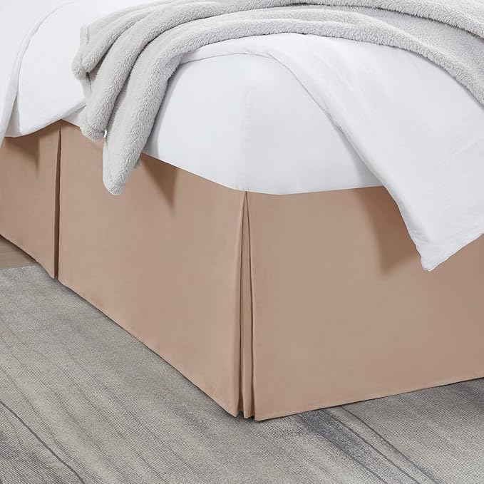 Nestl Taupe Full Bed Skirt - Full Size Bed Skirt 14 Inch Drop - Brushed Microfiber Bed Skirts - Hotel Quality Pleated Bed Skirt - Shrinkage & Fade Resistant