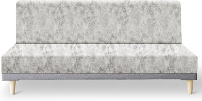 molasofa Leather Like Stretch Futon Slipcover Armless Futon Bed Sofa Cover Furniture Protector with Elastic Bottom, Soft and Washable Futon Cover for Sofa Bed Stay in Place（Medium，Beige）