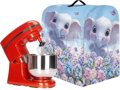 Cute Cartoon Elephant Mixer Cover Stand Dust Proof Covers with Handle and Front Pockets Kitchen Aid Mixer Cover for 4.5-5 Qt Mixer,Kitchen Coffee Maker Toaster Machine Dust Cover