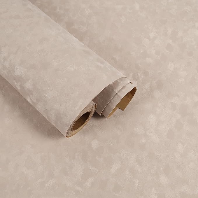 Beige Felt Drawer Liner Self Adhesive Velvet Flocking Liner Roll for Jewelry Drawer Dresser 15.7"x118" Soft Velvet Wallpaper Peel and Stick Beige Felt Fabric Sheets for Box Lining DIY Crafts