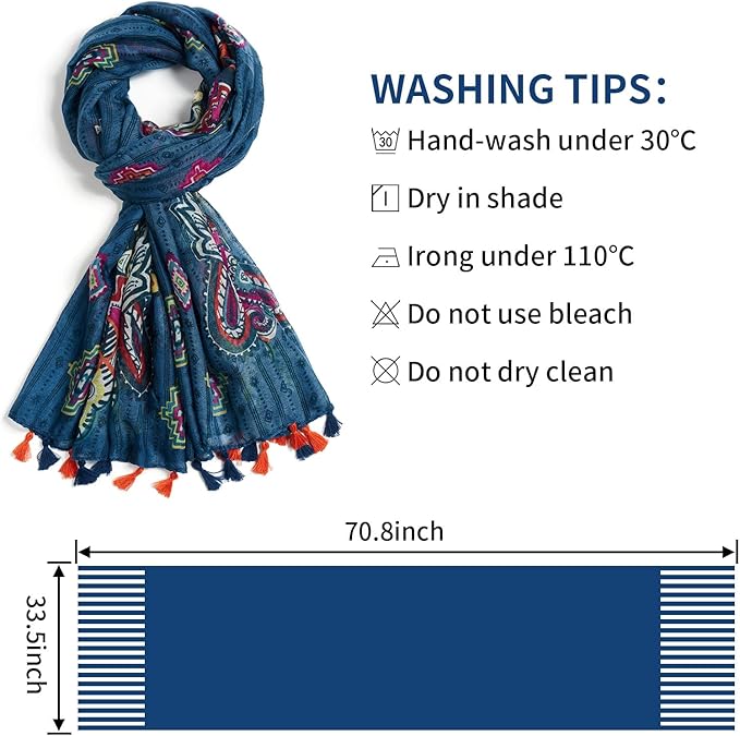 Scarf for Women Lightweight Soft Floral Leopard Printed Scarves Fall Winter Fashion Shawl Wrap with Fringe