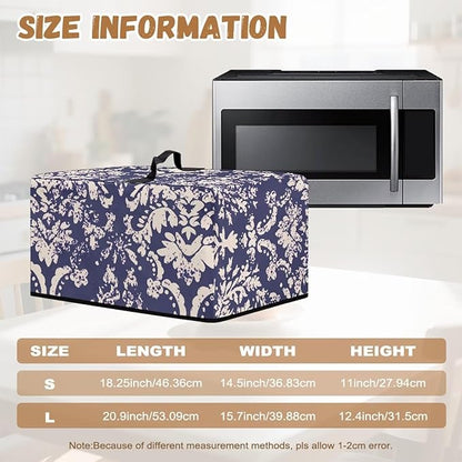 Microwave Oven Universal Dust Cover, Vintage Pattern Waterproof Polyester Fabric Dust Cover Heat-Resistant Air Fryer Dust Cover Appliance Airfryer Dust Jacket