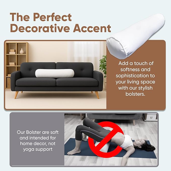 Pillowflex Bolster Pillow (8x10) - Round Roll Pillow Bolster Insert, Plush Polyester-Filled Insert for Decorative Shams, Odorless, Lint and Dust-Free Polyester Filling, No Lumps - (White)