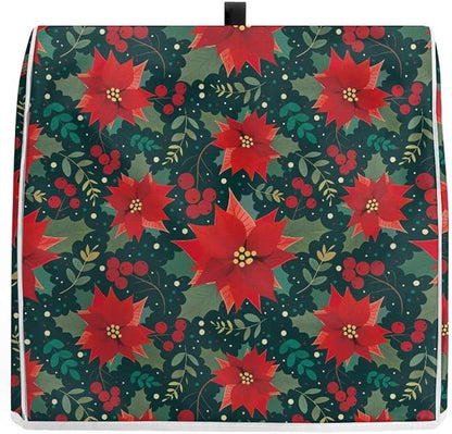 Christmas Stand Mixer Cover Dust Protective Poinsettia Stand Mixer Covers For Kitchen Aid 4.5-5 Quart Mixers Dustproof Cloth Cover for Small Appliance Protector Christmas Decoration