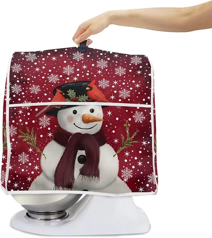Christmas Mixer Cover for Kitchen Aid 4.5-5 Qt Mixer, Snowman Small Appliance Dust Covers Universal for Air Fryers, Coffee Makers, Kitchen Decor Gift for Christmas