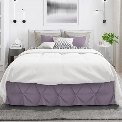 Nestl Grayish Purple Bed Skirt King Size, Pinch Pleat King Bed Skirt, 14" Inch Drop King Bedskirt, Hotel Quality Purple Bed Skirts, Microfiber Bedskirt for King Bed, Grayish Purple King Bed Skirt