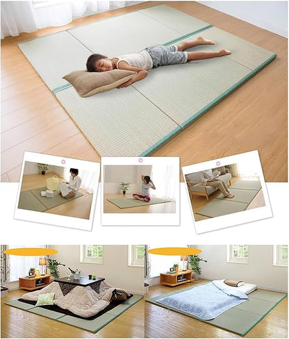 Japanese Traditional Tatami Mattress, Igusa (Rush Grass) Tatami Mat, Foldable Floor Mattress, Japanese Futon Bed,Meditation Mats for Floor,Summer Sleeping Mat